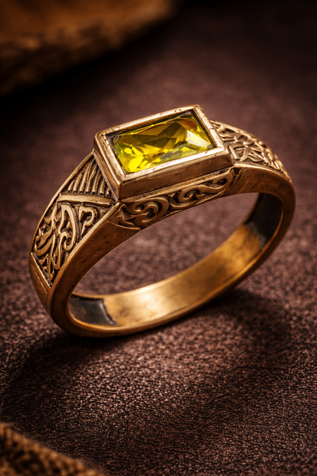 Panchaloha Yellow Sapphire Stone Ring for Men | Lucky & Prosperity Ring